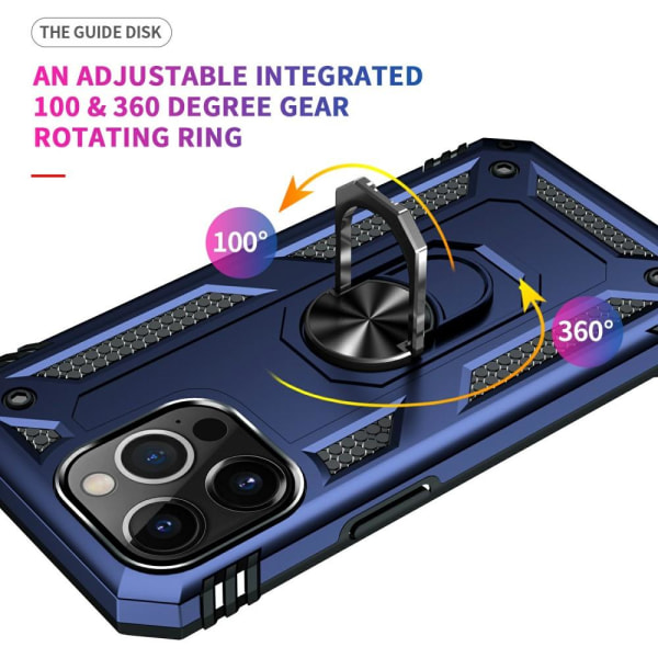 iPhone 13 Pro Max - Shockproof Hybrid Armor Ring Skal - Blå