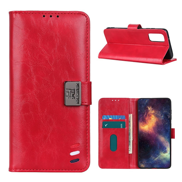OnePlus 9 - KHAZNEH Tri-Color Läder Fodral - Röd Red Röd