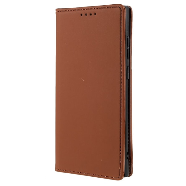 Samsung Galaxy S22 Ultra Fodral Flip Läder Med Kortfack Brun