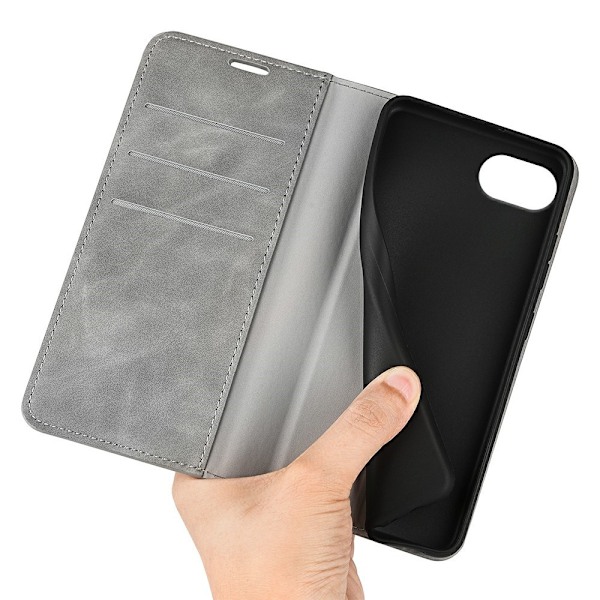 iPhone 16e Fodral Flip Skin Touch Grå