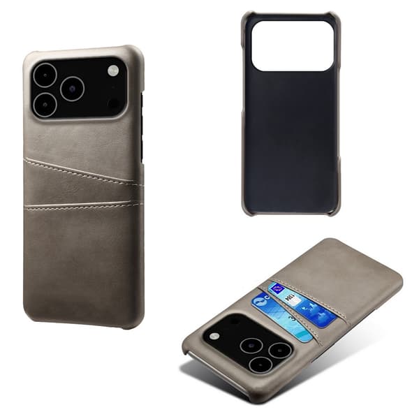 iPhone 17 Pro Max Skal Med Kortfack Läder Grå