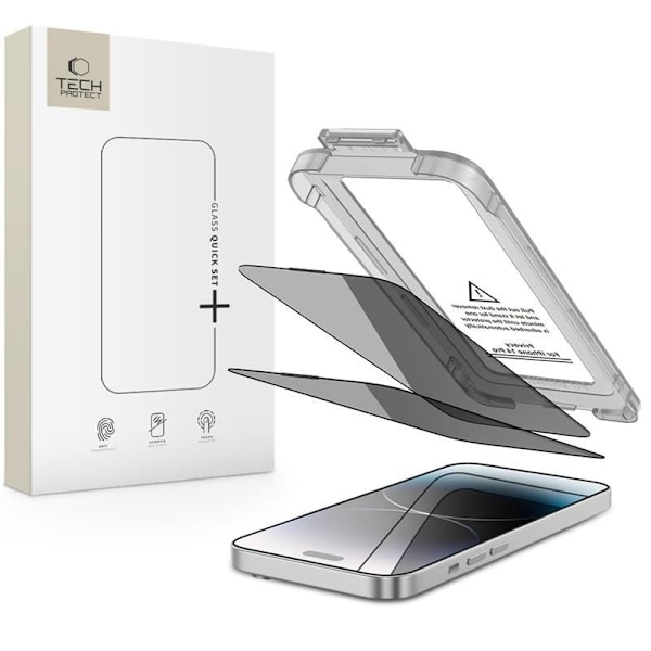 Tech-Protect iPhone 14 Pro 2-PACK Skärmskydd Quick Set Spy+ Privacy