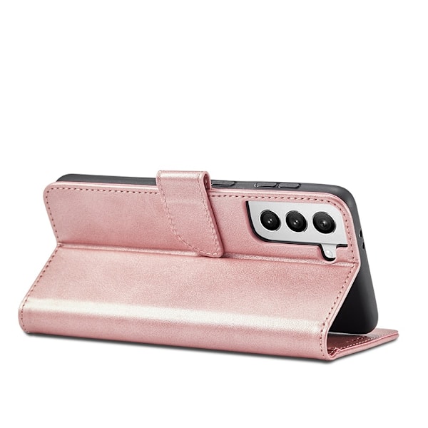 Samsung Galaxy S21 Plus - Klassiskt Läder Fodral - Roséguld Roséguld Roséguld