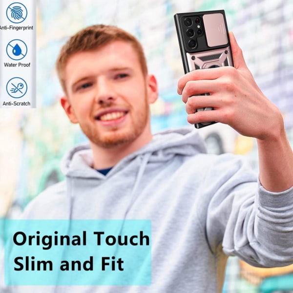 Samsung Galaxy S23 Ultra Skal Ring CamShield Roséguld