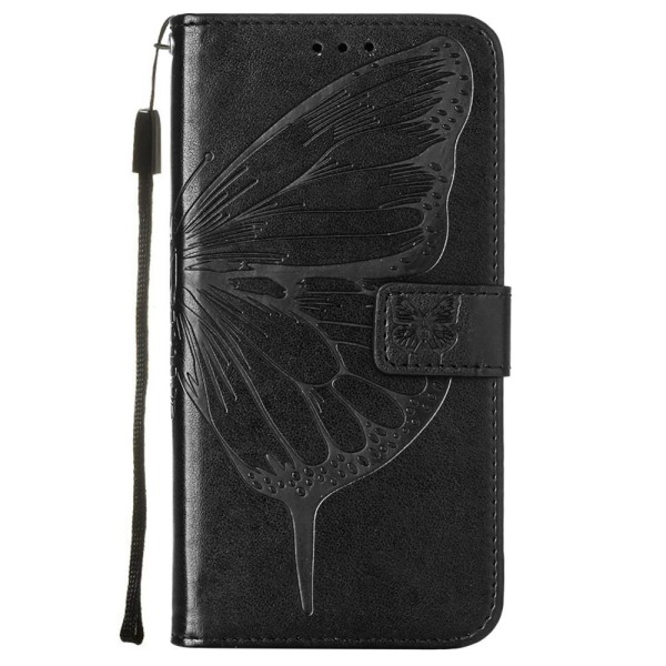 iPhone 13 Pro - Butterfly Tryck Läder Fodral - Svart