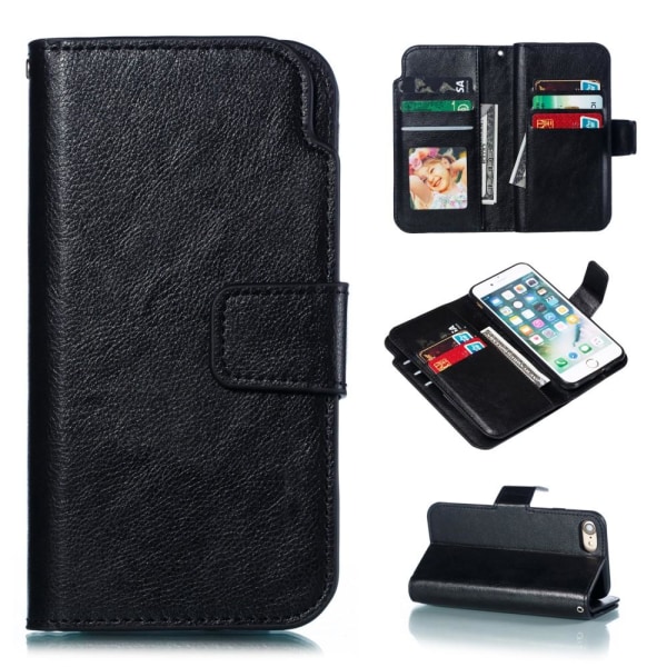 iPhone 7/8/SE (2020/2022) - 9-kort Plånboksfodral - Svart Black Svart