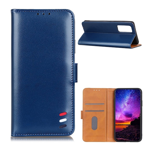 OnePlus 9 Pro - Tri-Color Läder Fodral - Blå Blue Blå