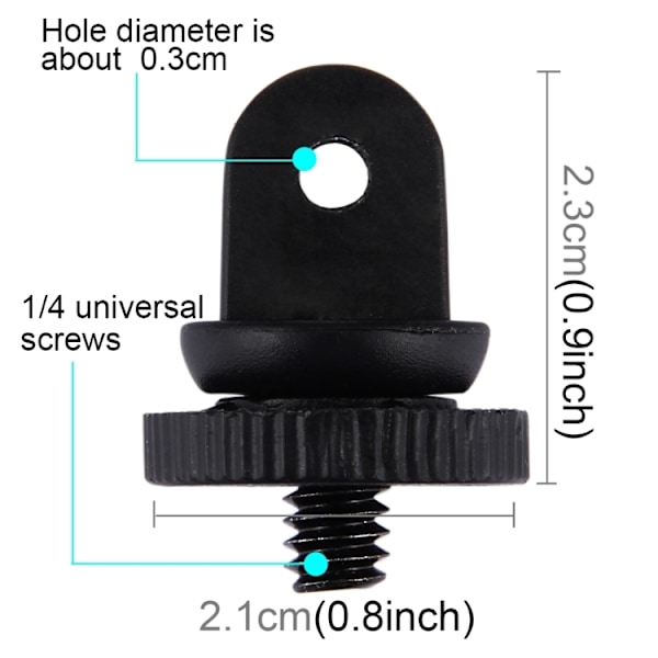 PULUZ Mini 1/4" Skruv Adapter GoPro/DJI/Insta360 Actionkameror Svart
