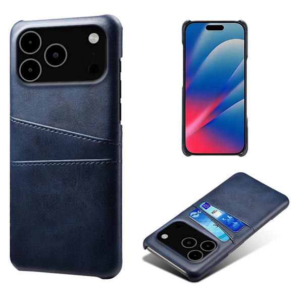 iPhone 17 Pro Max Skal Med Kortfack Läder Blå