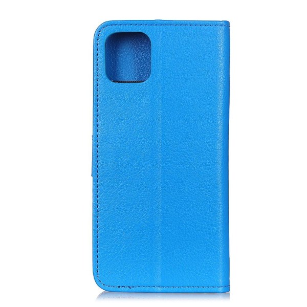 iPhone 12 Pro Max - Litchi Läder Fodral - Blå Blue Blå
