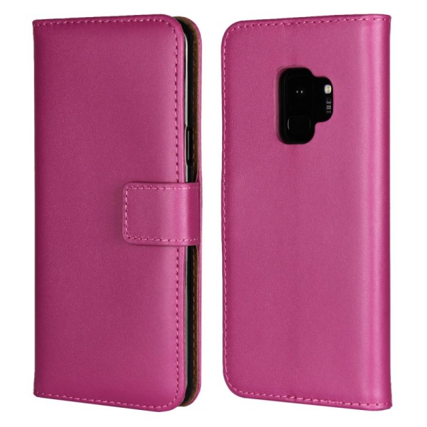 Samsung  Galaxy S9 - Plånboksfodral I Äkta Läder - Rosa Pink Rosa