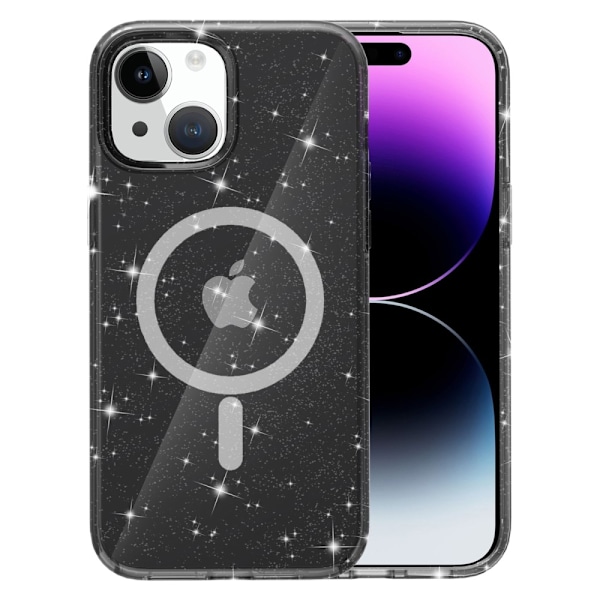 iPhone 15 Skal MagSafe Hybrid Glitter Svart