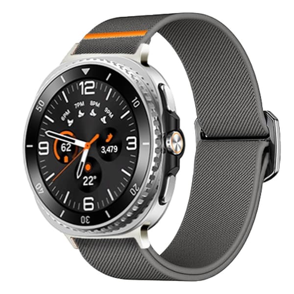 Galaxy Watch 8 46/44/40 mm Armband Justerbart Nylon Grå