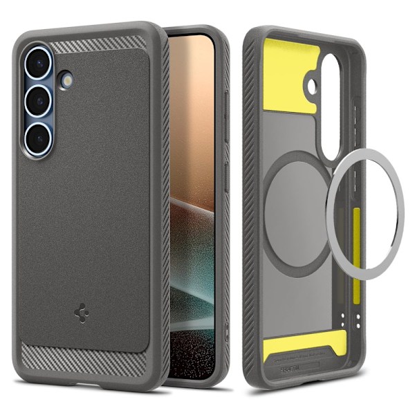 Spigen Galaxy S25 Skal MagSafe Rugged Armor Marble Grey