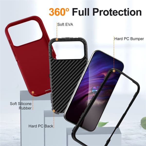 iPhone 17 Pro Skal Extreme Shockproof Hybrid Röd