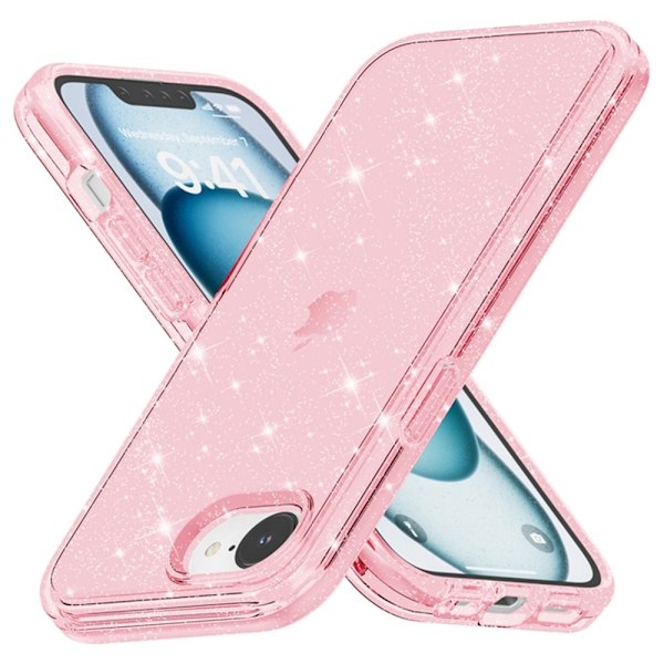 iPhone 17e / 16e Skal Glitter Shockproof Rosa