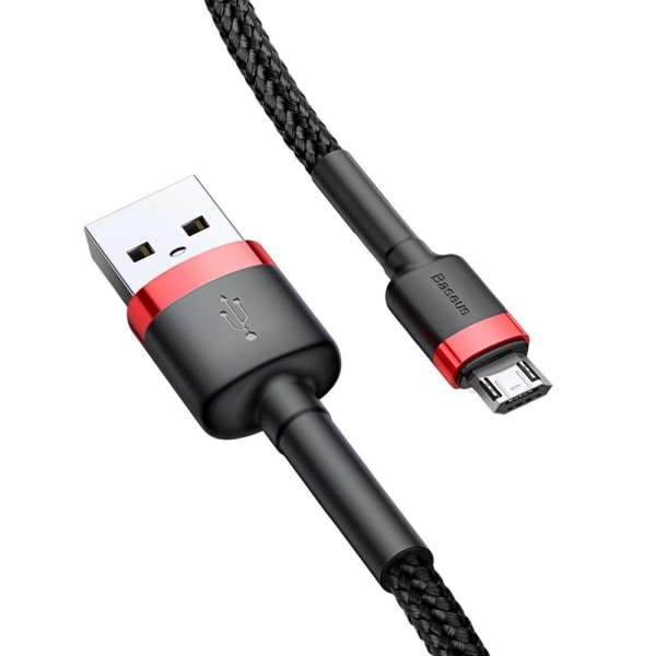 Baseus Cafule 2m Micro USB QC3.0 Laddningskabel - Svart/Röd Svart/Röd Svart/Röd