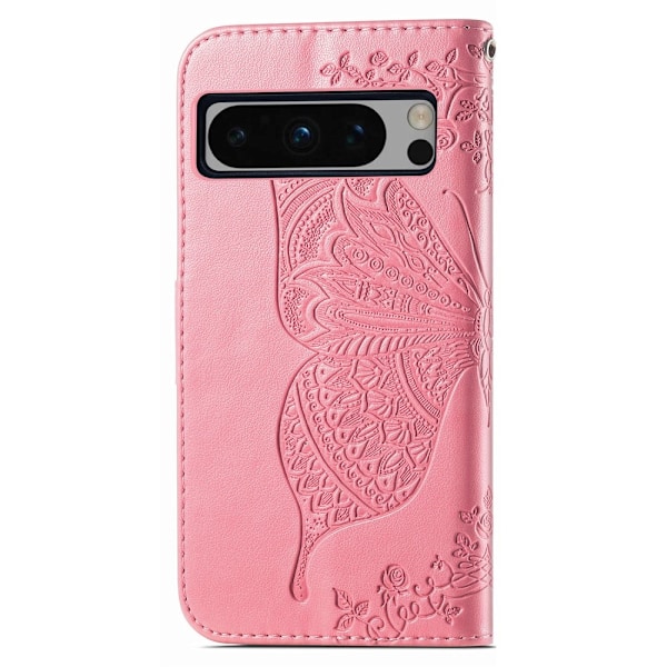 Google Pixel 8 Pro Fodral Med Tryck Fjäril Rosa