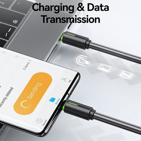 USAMS 1m 60W USB-C - USB-C Kabel Svart