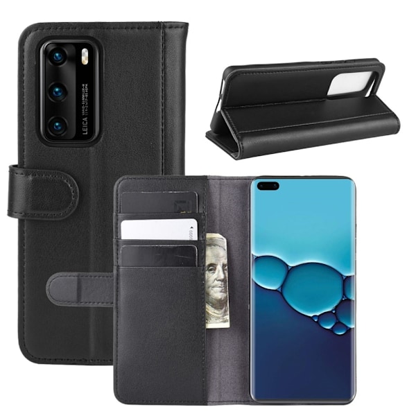 Huawei P40 - Split Läder Plånboksfodral - Svart Black Svart