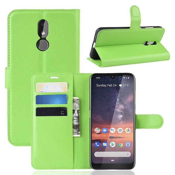 Nokia 3.2 - Litchi Plånboksfodral - Grön Green Grön