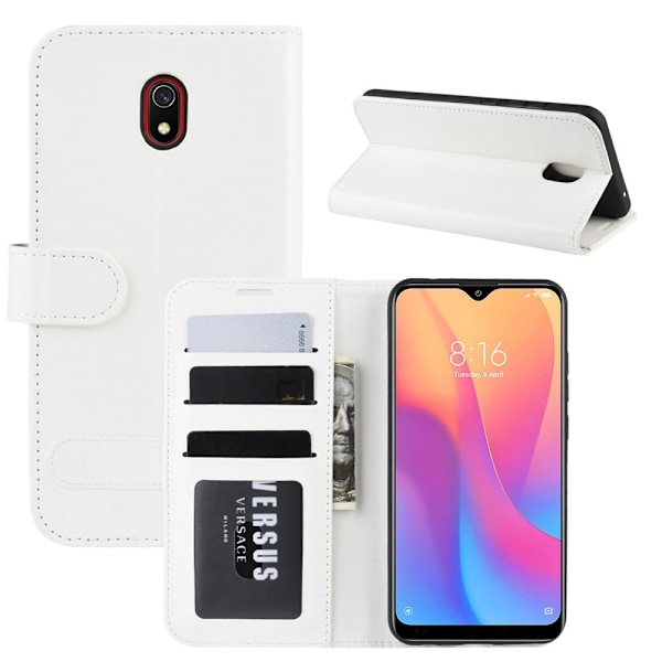 Xiaomi Redmi 8A - Crazy Horse Plånboksfodral - Vit Vit