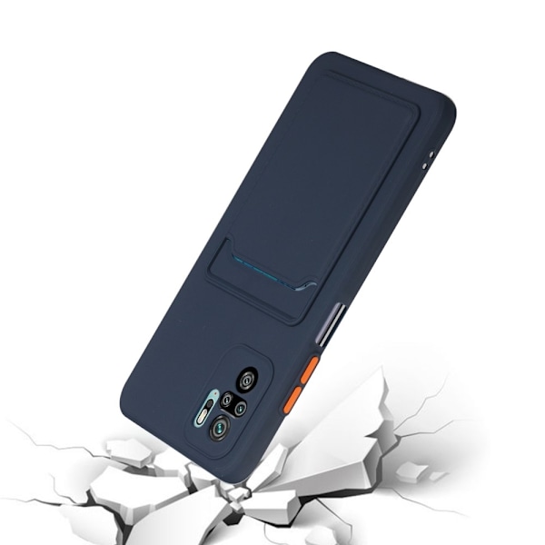Xiaomi Redmi Note 10S - TPU Skal Med Kortfack - Mörk Blå