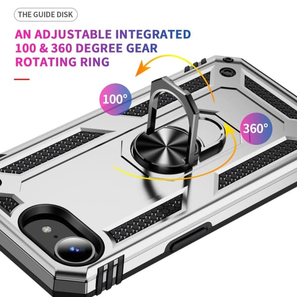 iPhone 17e / 16e Skal Shockproof Hybrid Ring Silver