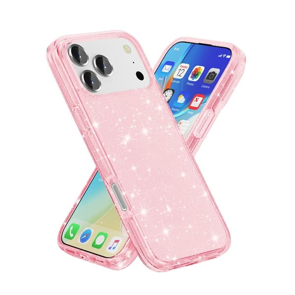iPhone 17 Pro Max/18 Pro Max Skal Glitter Rosa