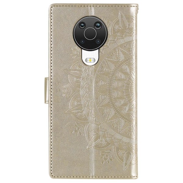 Nokia G10 / G20 Fodral Tryckt Mandala Läder Guld