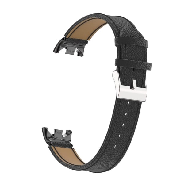 Äkta Läder Litchi Armband Xiaomi Smart Band 8 Svart