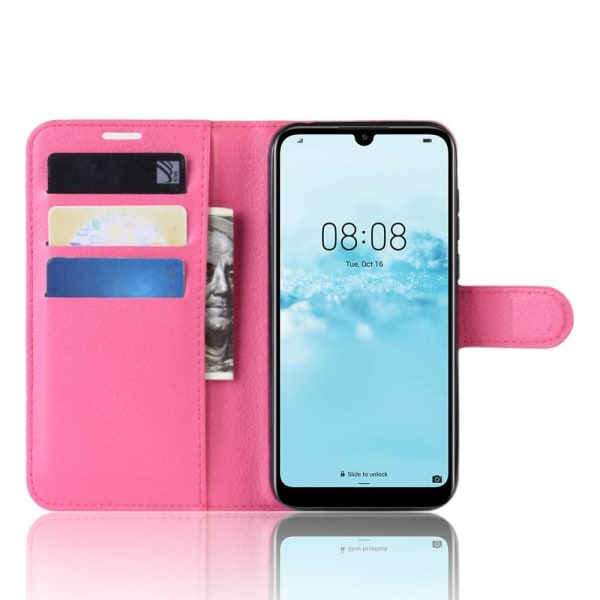 Huawei Y5 (2019) - Litchi Plånboksfodral - Rosa Pink Rosa