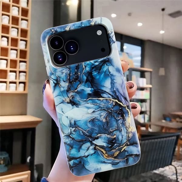 iPhone 18 Pro Max/17 Pro Max Skal Marmor TPU Blå