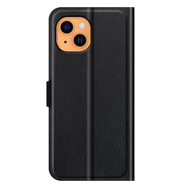 iPhone 13 Fodral Litchi Läder Svart Svart