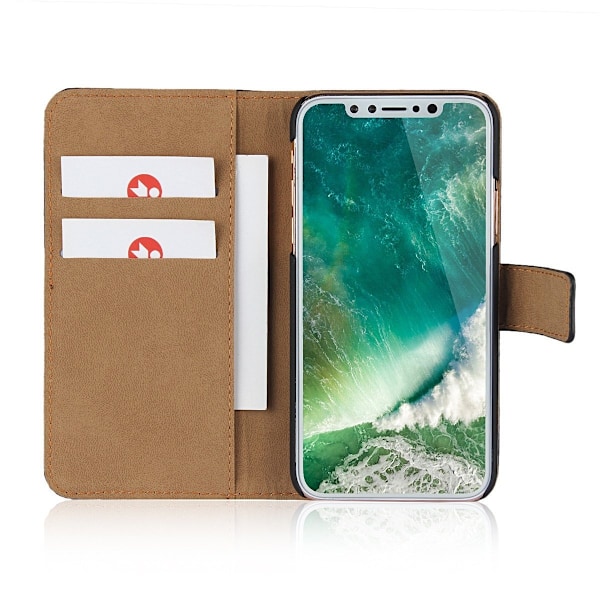iPhone X/Xs - Fodral I Äkta Läder  - Brun Brown Brun