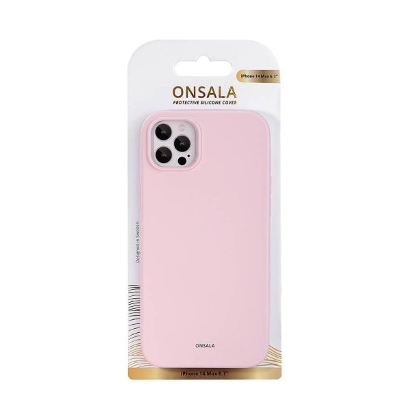 ONSALA iPhone 14 Plus Mobilskal Silikon Chalk Pink