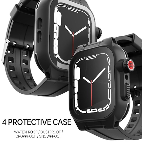 ShellBox Armband Apple Watch 45 mm Vattentätt IP68 Skal Svart