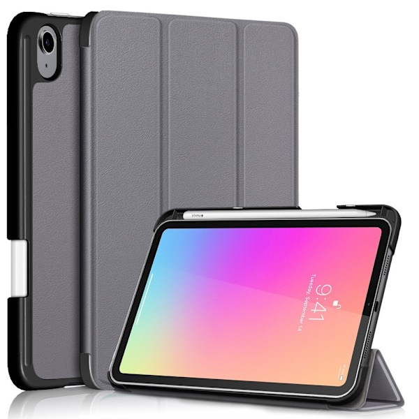 iPad Mini 2024/2021 Fodral Tri-Fold Med Pennhållare Grå