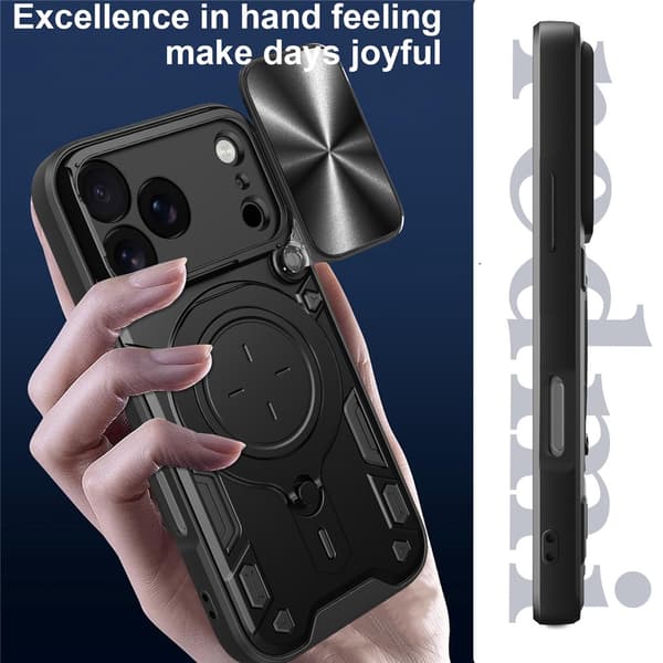 iPhone 17 Pro Skal CamShield Kickstand Hybrid Svart
