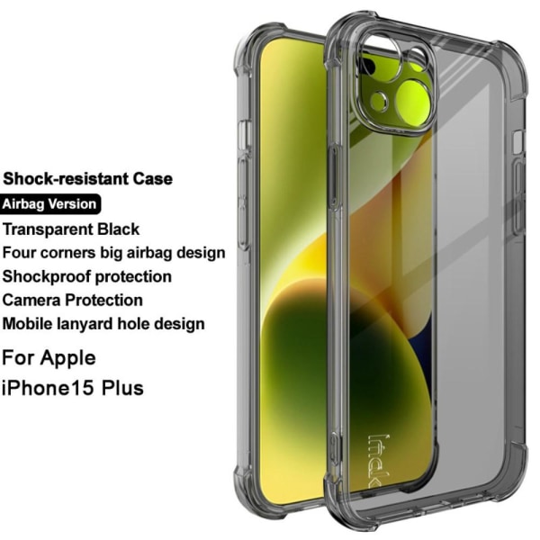 IMAK iPhone 15 Plus Skal Shockproof TPU Tonad Svart