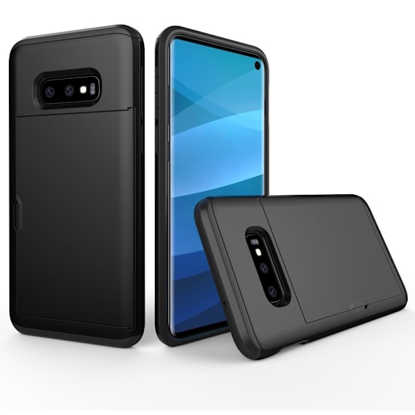 Samsung Galaxy S10e - Hybrid skal med kortfunktion - Svart Black Svart