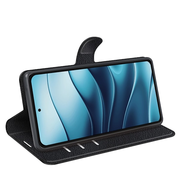 Xiaomi Redmi Note 14 4G Fodral Litchi Läder Svart