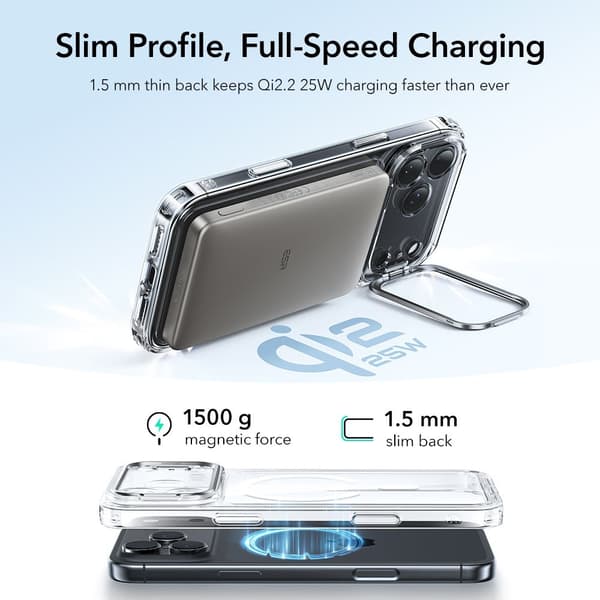 ESR iPhone 17 Pro Max Skal MagSafe Classic Kickstand Transparent