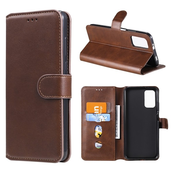 Xiaomi Redmi 9T - Solid Läder Fodral - Brun Brown Brun