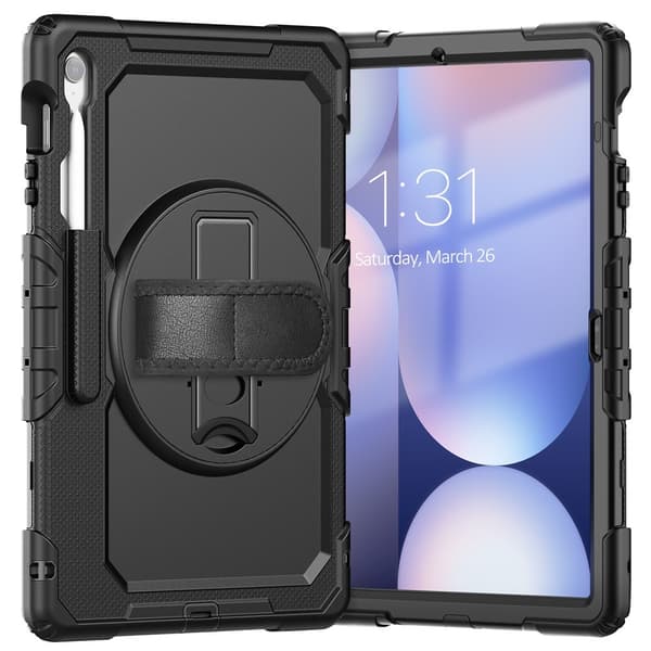 Galaxy Tab S10 FE Plus Skal 360 Shockproof Hybrid Kickstand Svart