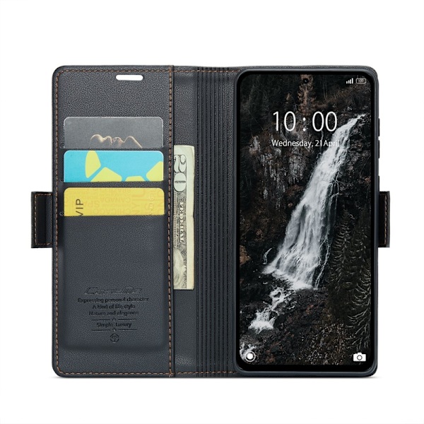 CASEME Xiaomi Redmi Note 14 5G Fodral RFID Läder Svart