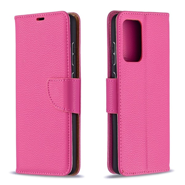 Samsung Galaxy A72 - Litchi Textur Läder Fodral - Rosa Pink Rosa