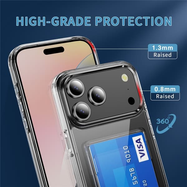 iPhone 18 Pro Max/17 Pro Max Skal Med Korthållare Transparent
