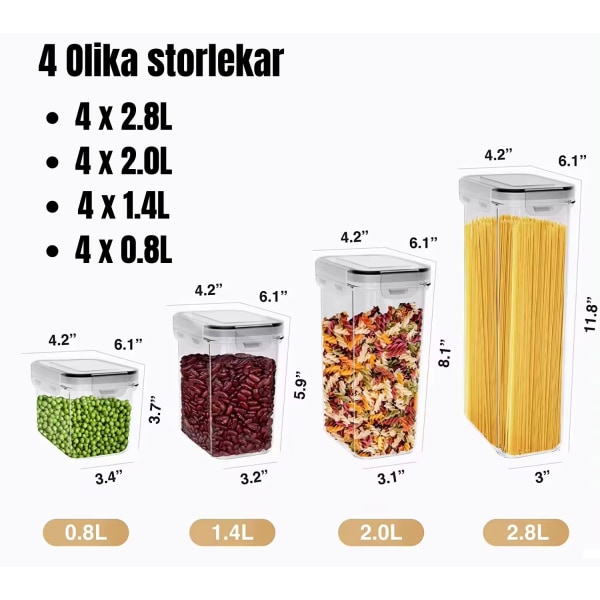 14-Pack Lufttäta Matförvaringsbehållare Med Lock - BPA-Fria