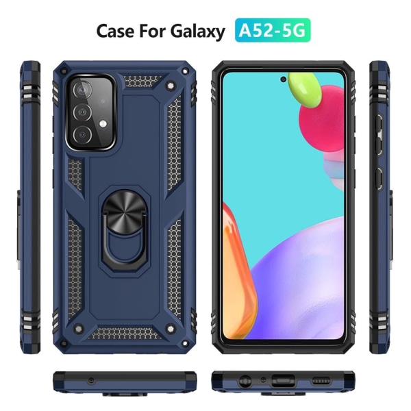 Samsung Galaxy A52 / A52s - Hybrid Armor Ring Skal - Blå Blue Blå